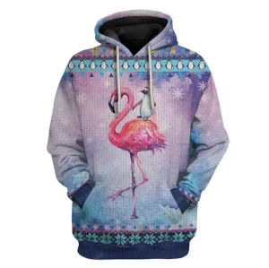 Ugly Peguin Riding Flamingo Christmas Custom Cosplay Hoodie Tshirt