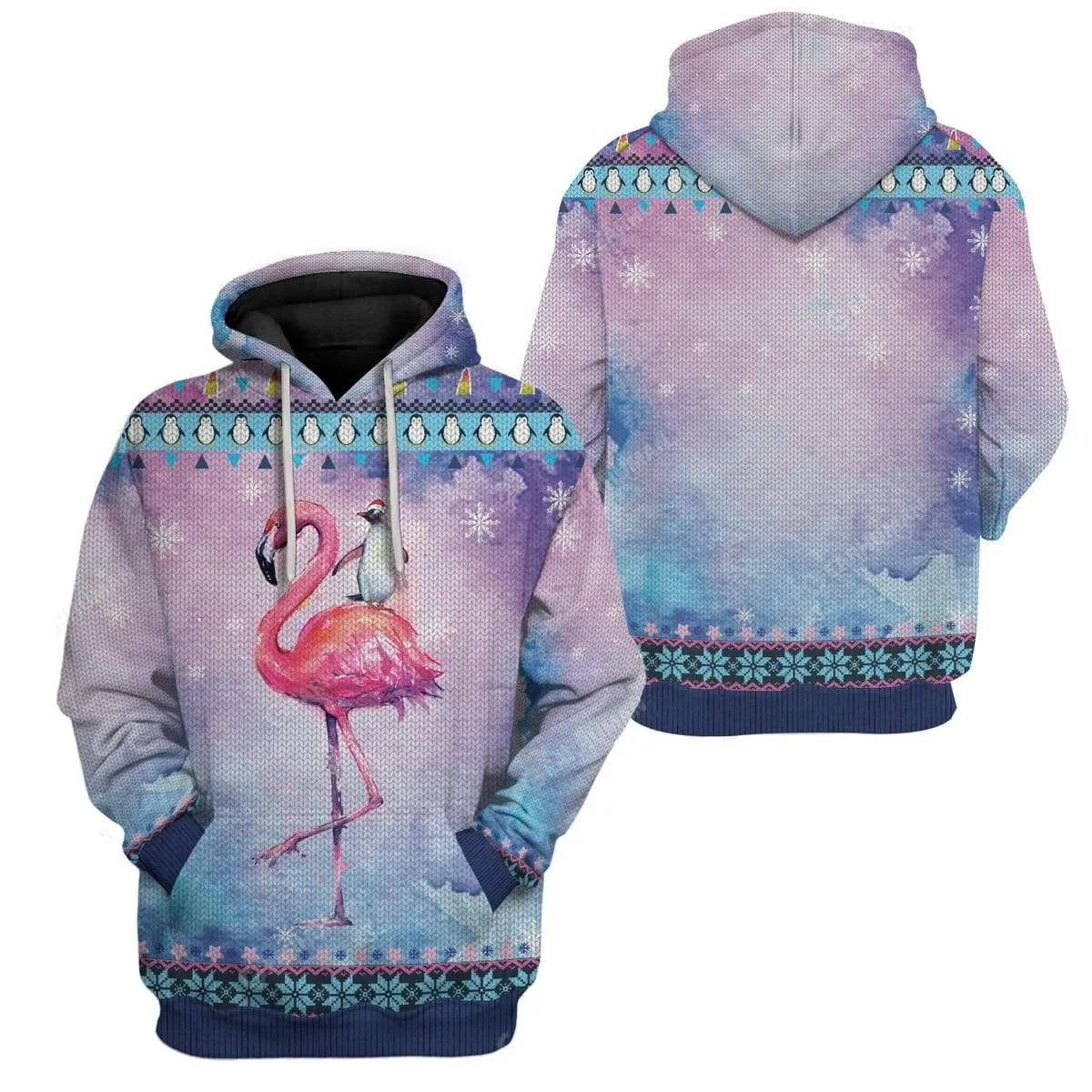 Ugly Peguin Riding Flamingo Christmas Custom Cosplay Hoodie Tshirt