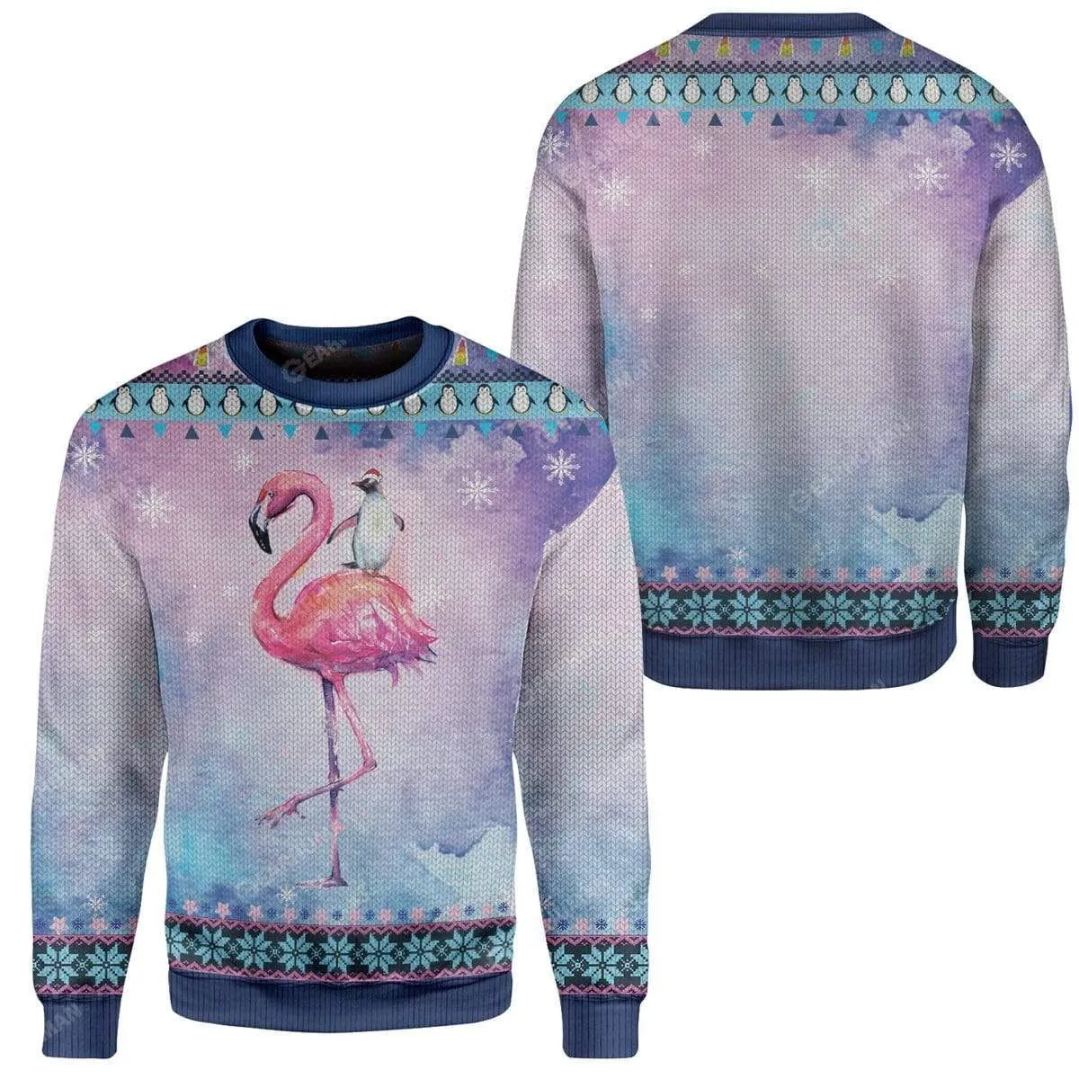 Ugly Peguin Riding Flamingo Christmas Custom Cosplay Hoodie Tshirt