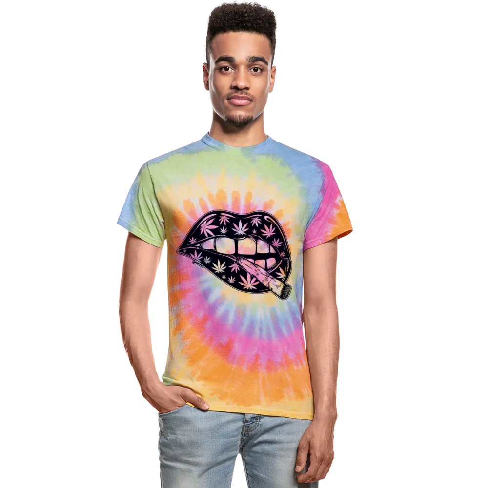 Unisex Cannabis Lips Tie Dye T-Shirt Fesivalwear 420