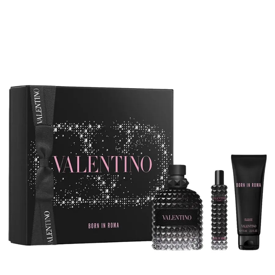Uomo Bor Roma by Valentino for Men 3.4 oz EDT 3pc Gift Set