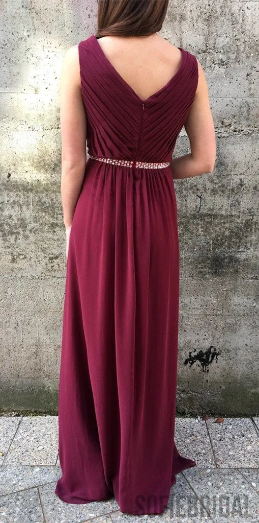 V-neck Bridesmaid Dresses, Beaded Bridesmaid Dresses, Long Bridesmaid Dresses, PD0703