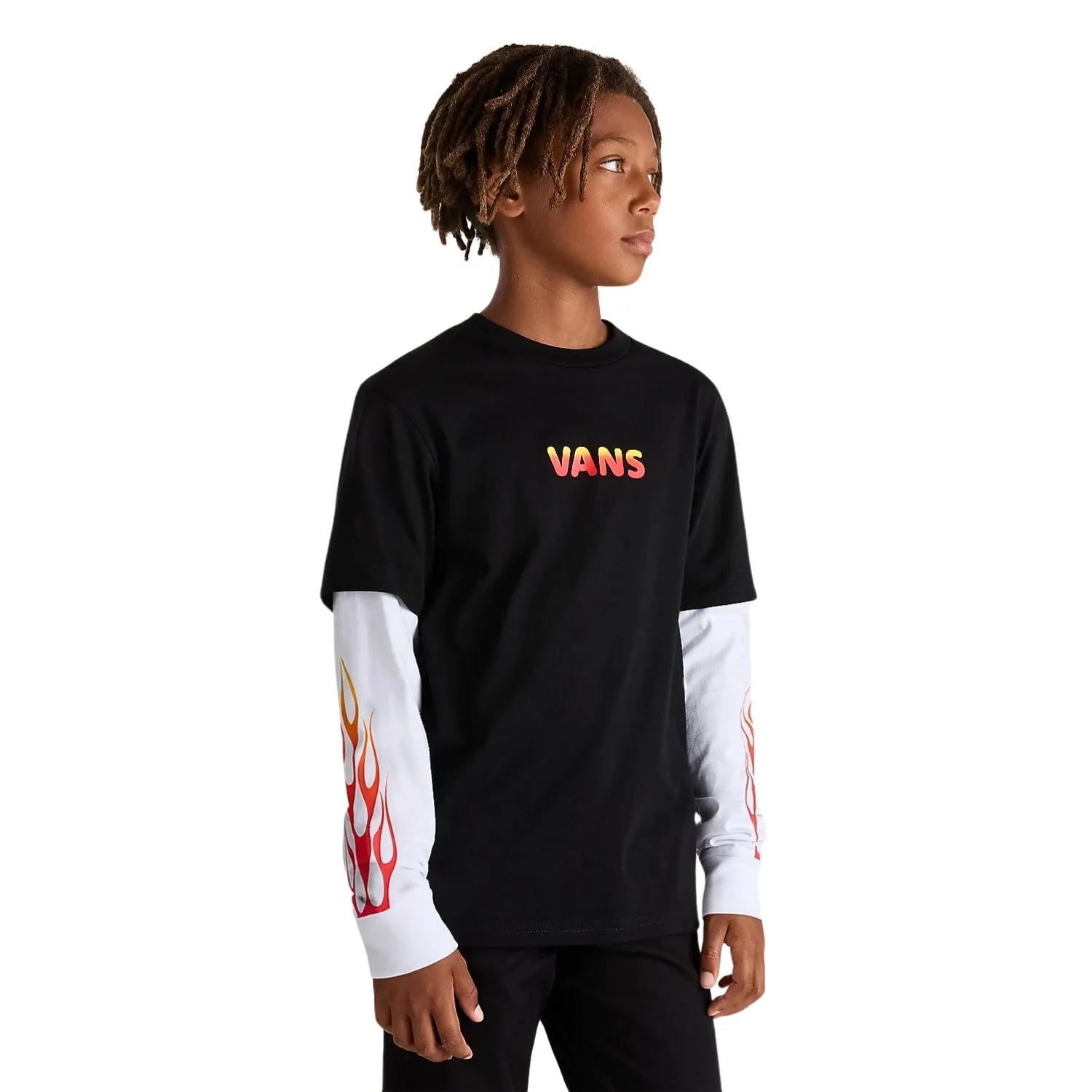 Vans Boys Flame Thrower Twofer Longsleeve T-Shirt - Black
