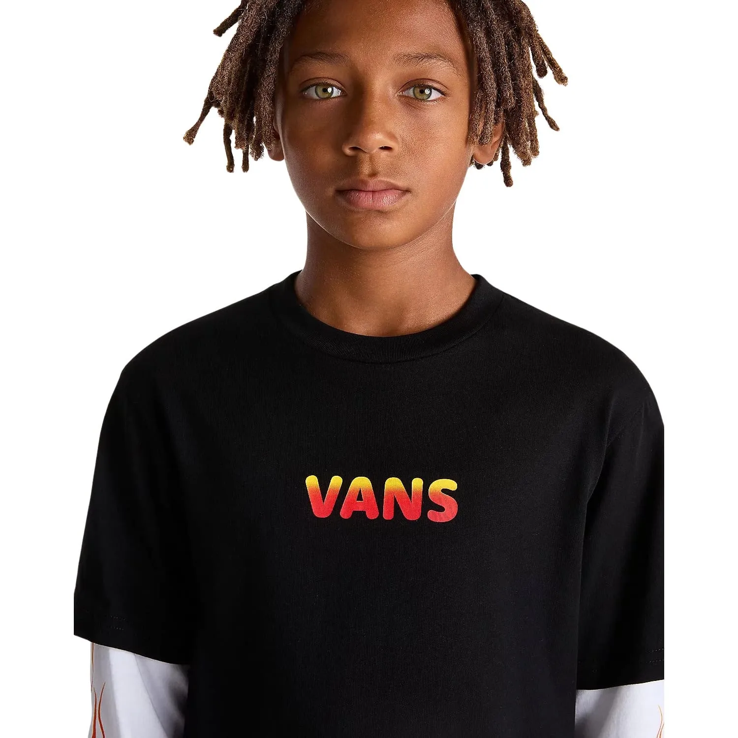 Vans Boys Flame Thrower Twofer Longsleeve T-Shirt - Black