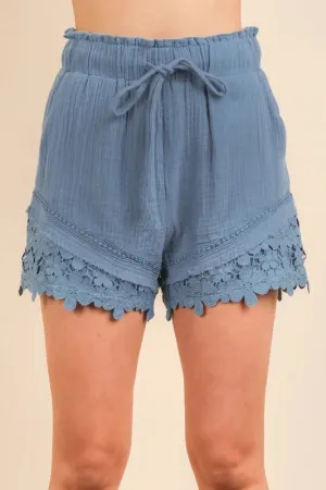 VERY J Lace Contrast Detail Woven Shorts