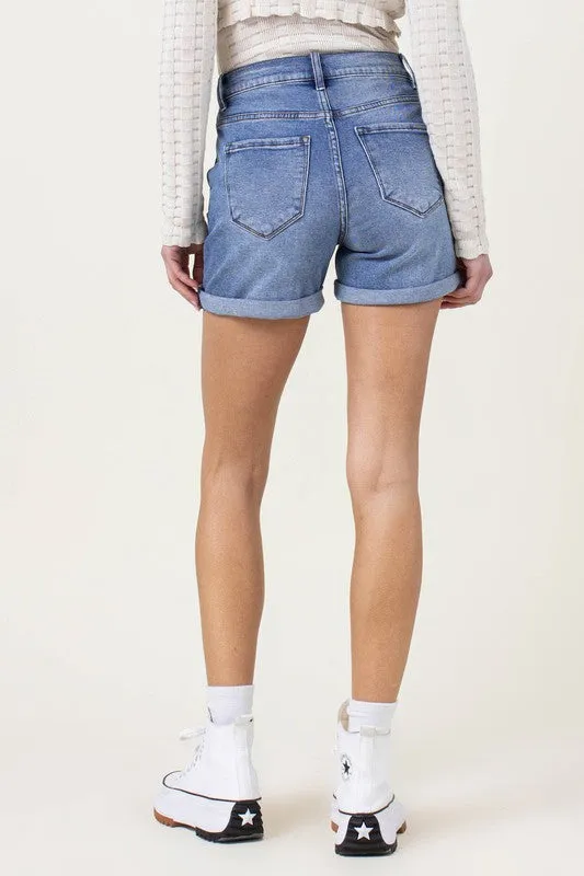 Vibrant M.i.U DENIM SHORTS W PIN TUCK DETAIL