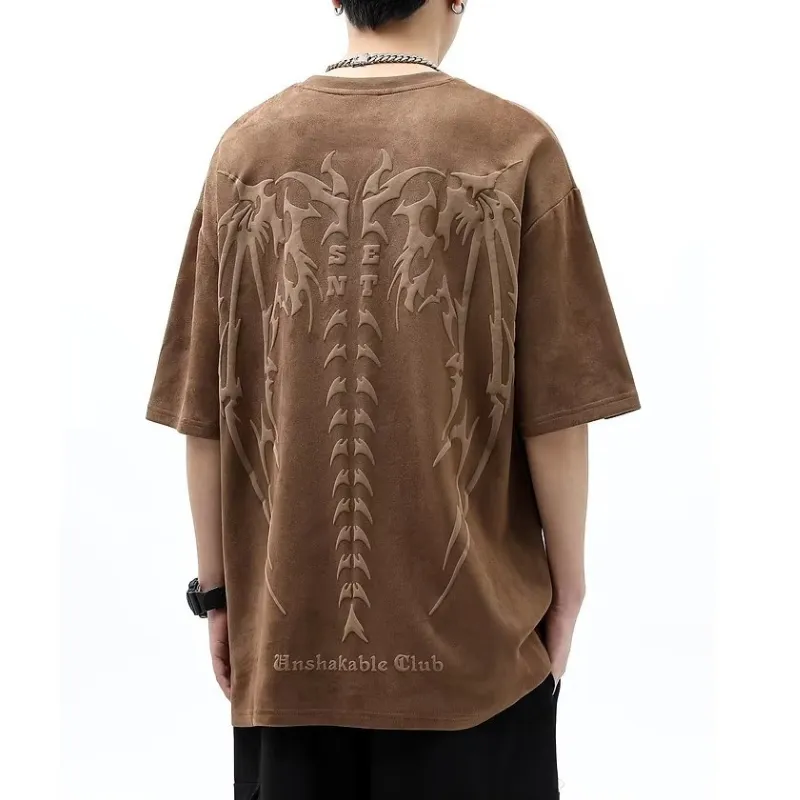 Vintage Skull Wing Suede T-Shirt