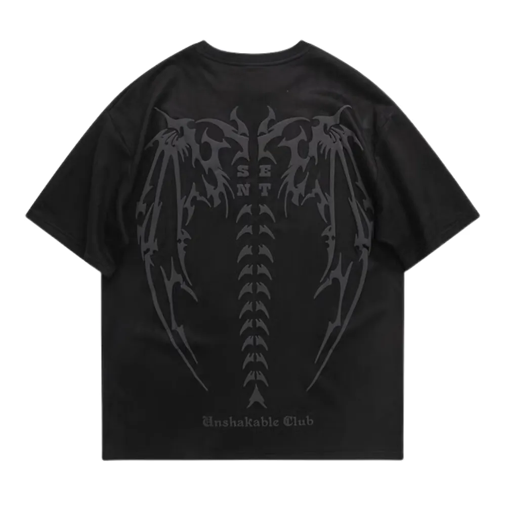 Vintage Skull Wing Suede T-Shirt