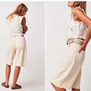 We The Free People Extreme Measures Barrel Shorts RARE Pale Yellow 26