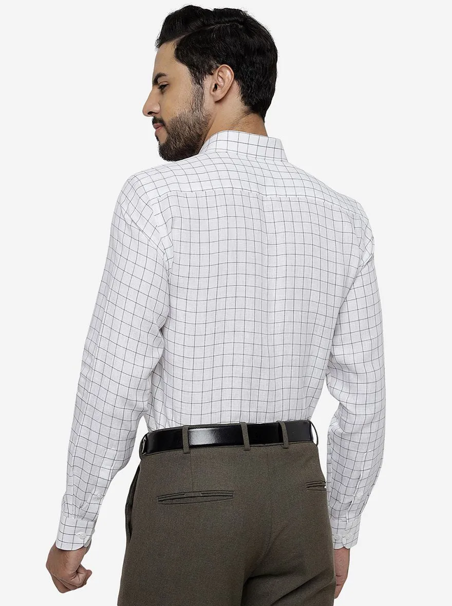 White Checked Regular Fit Formal Shirt | JadeBlue