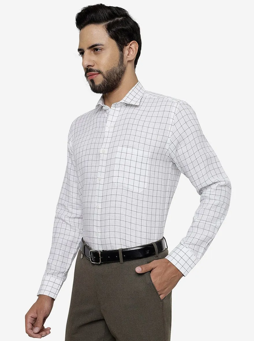 White Checked Regular Fit Formal Shirt | JadeBlue