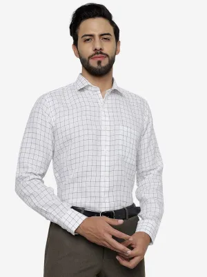White Checked Regular Fit Formal Shirt | JadeBlue