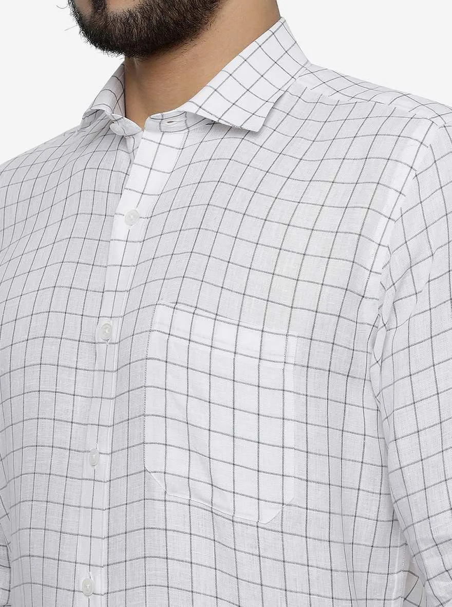 White Checked Regular Fit Formal Shirt | JadeBlue