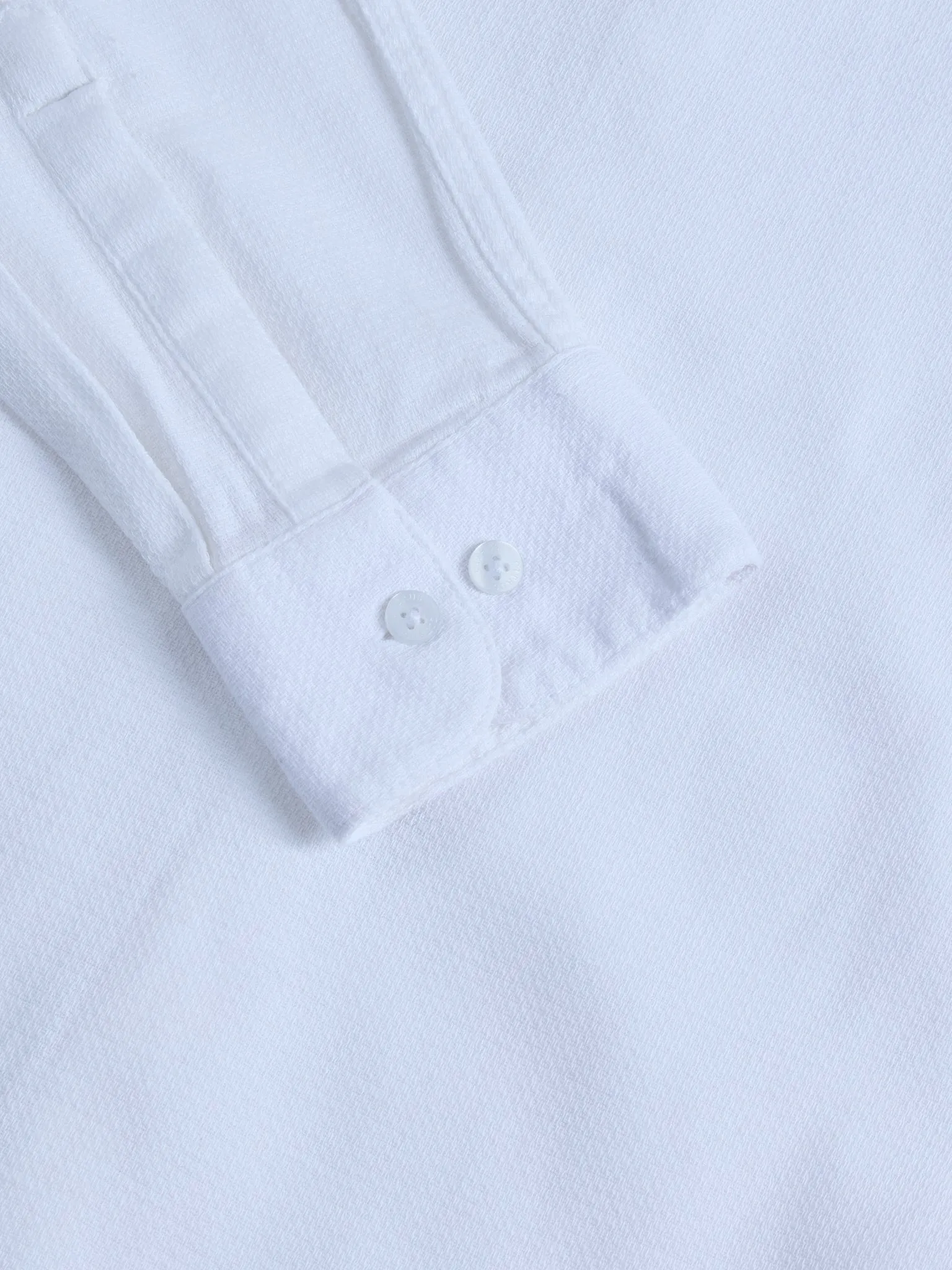 White Chinese Collar Slim Fit Shirt
