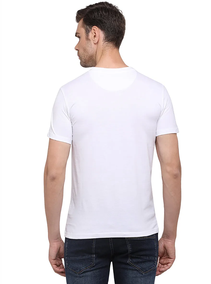 White Printed Slim Fit T-Shirt | Greenfibre