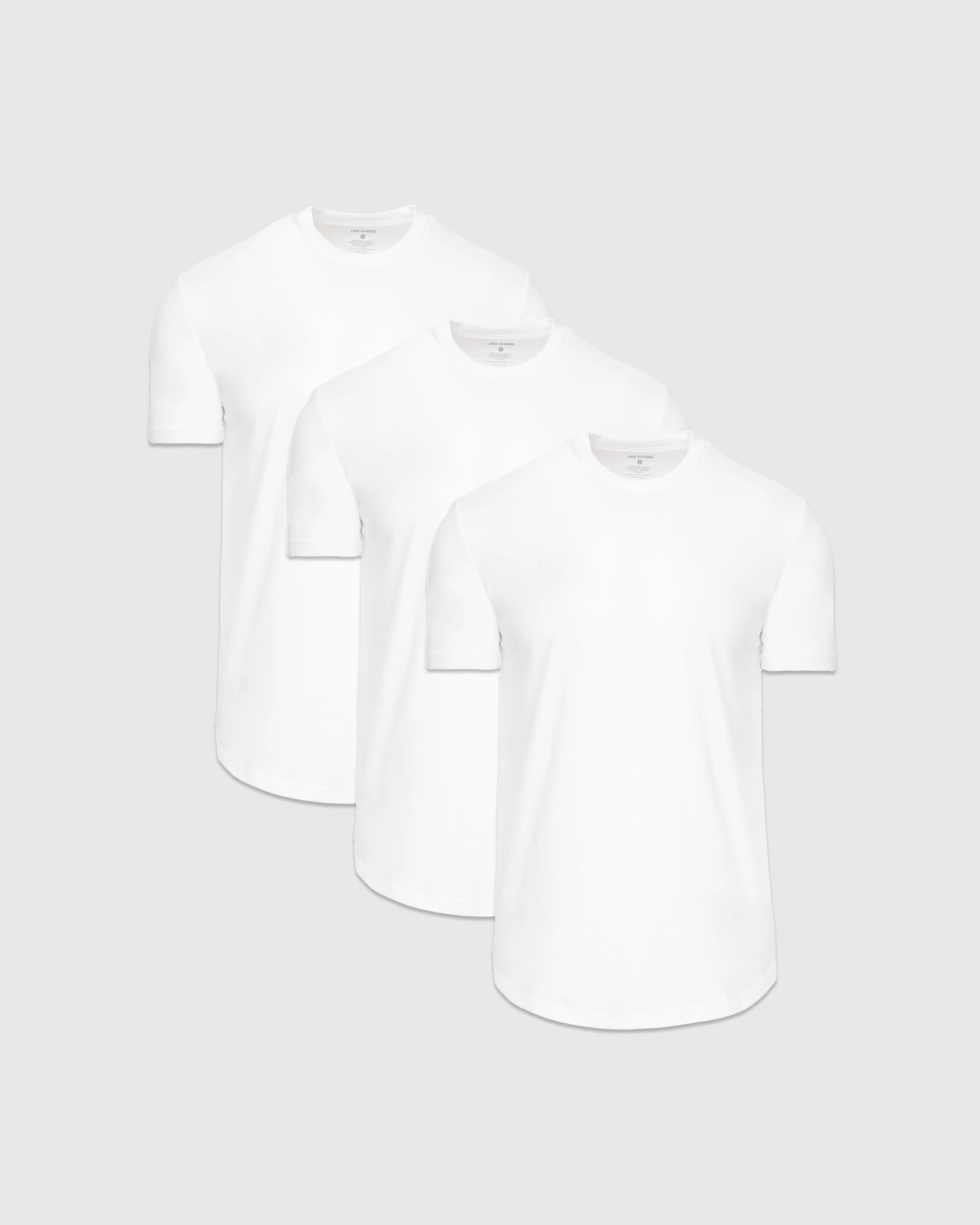 White Short Sleeve Curved Hem Crew 3-Pack
