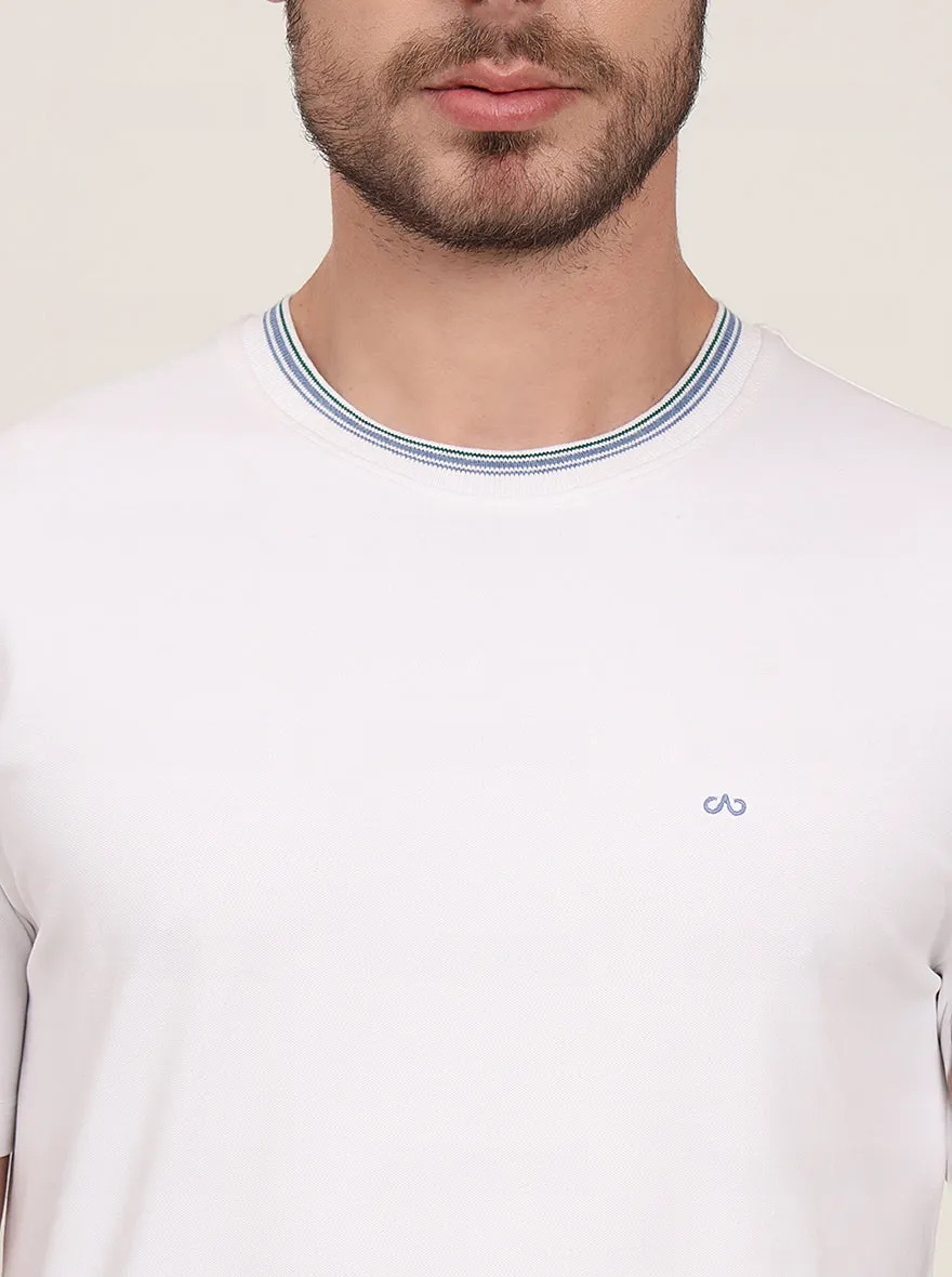 White Solid Slim Fit T-Shirt | JadeBlue