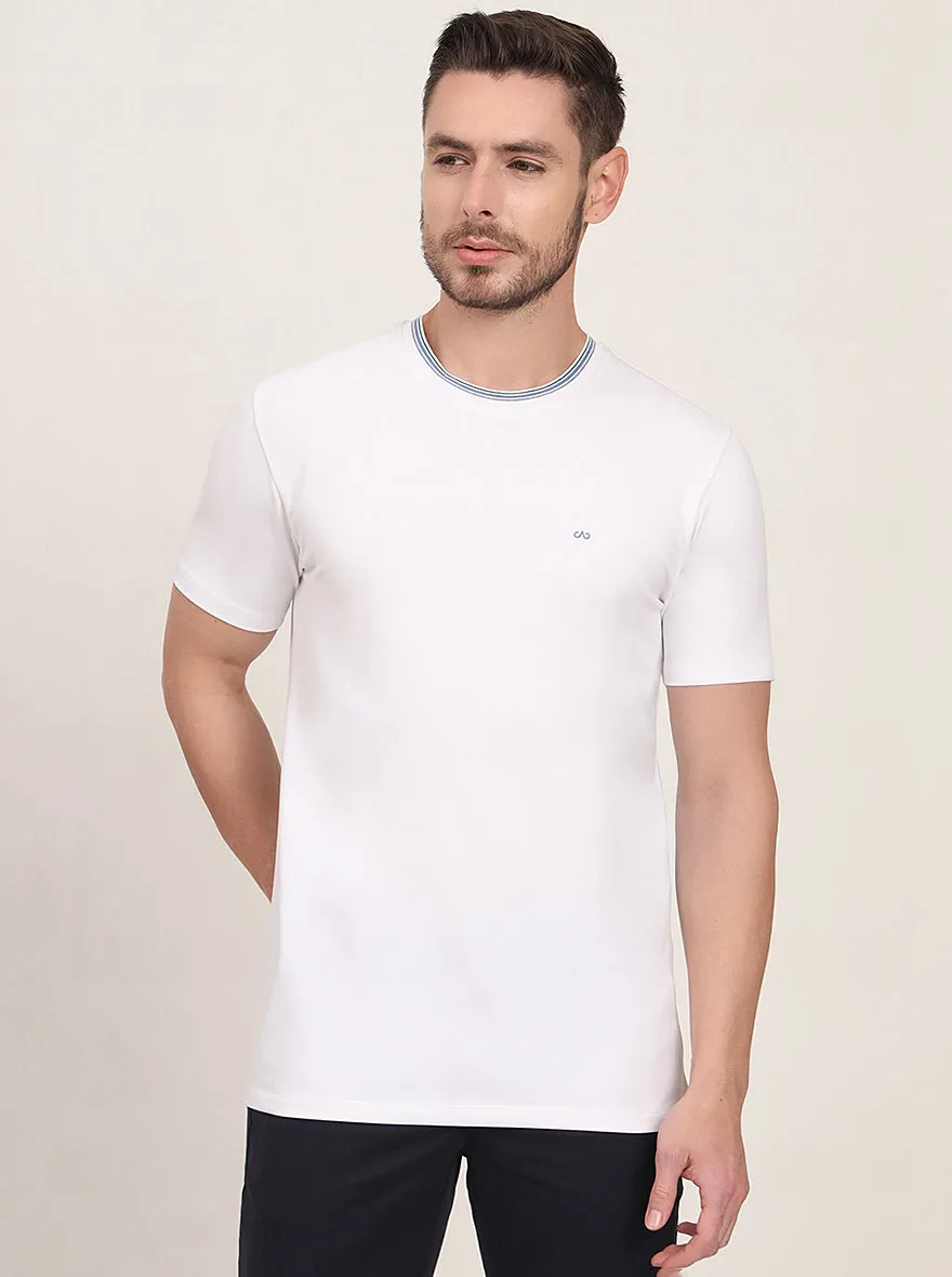 White Solid Slim Fit T-Shirt | JadeBlue