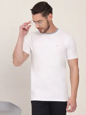 White Solid Slim Fit T-Shirt | JadeBlue