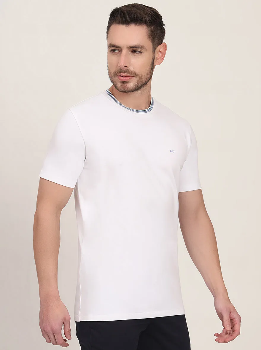 White Solid Slim Fit T-Shirt | JadeBlue