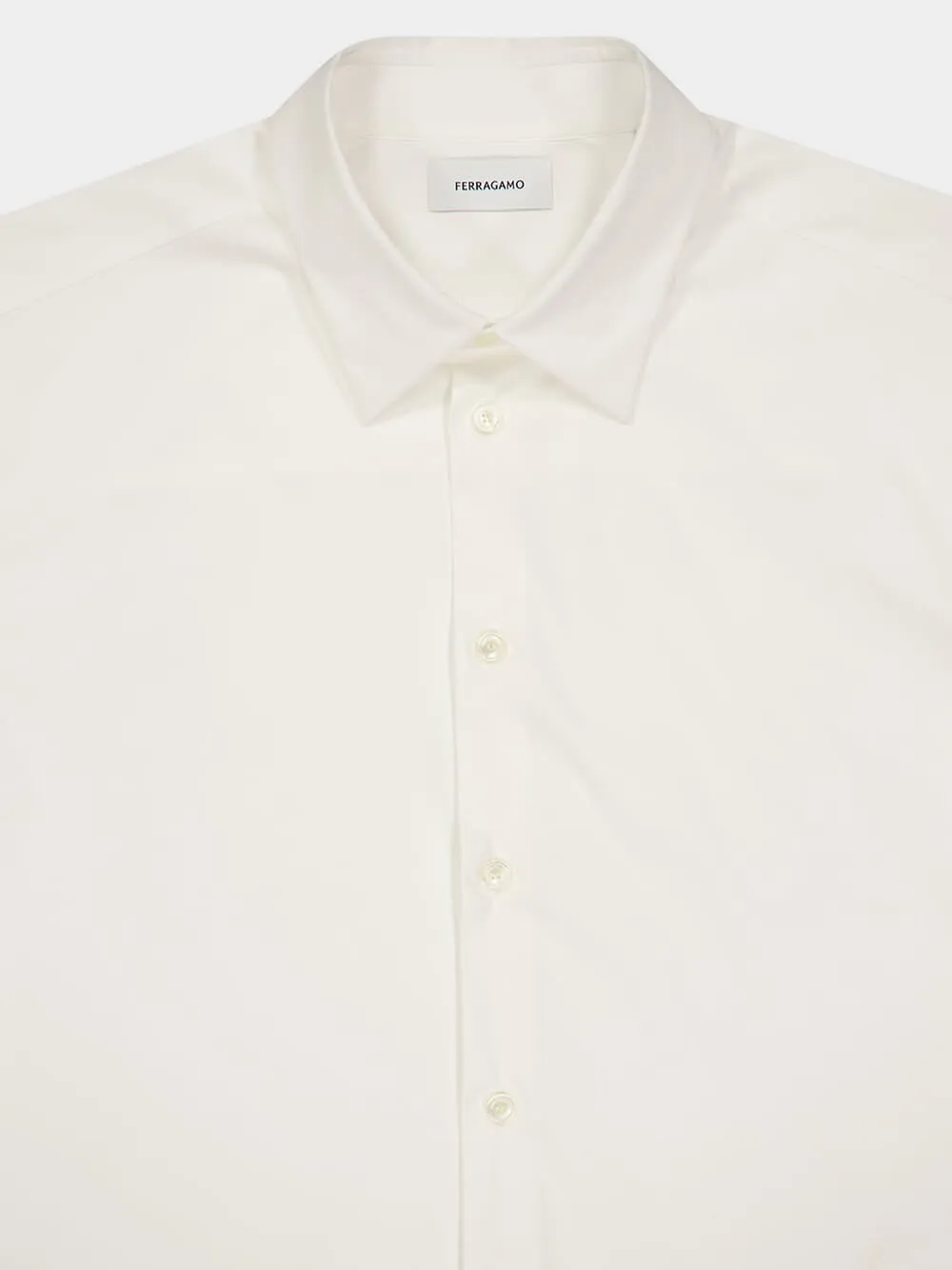 White Stretch Cotton Poplin Shirt