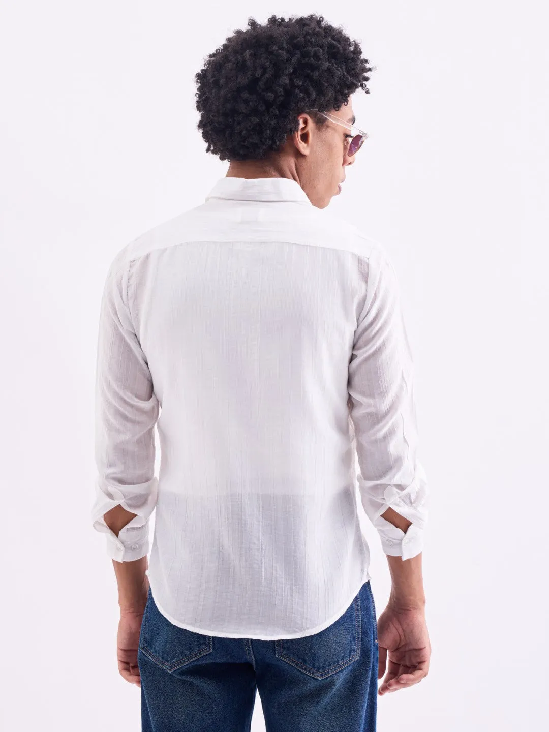 White Striped Slim Fit Shirt