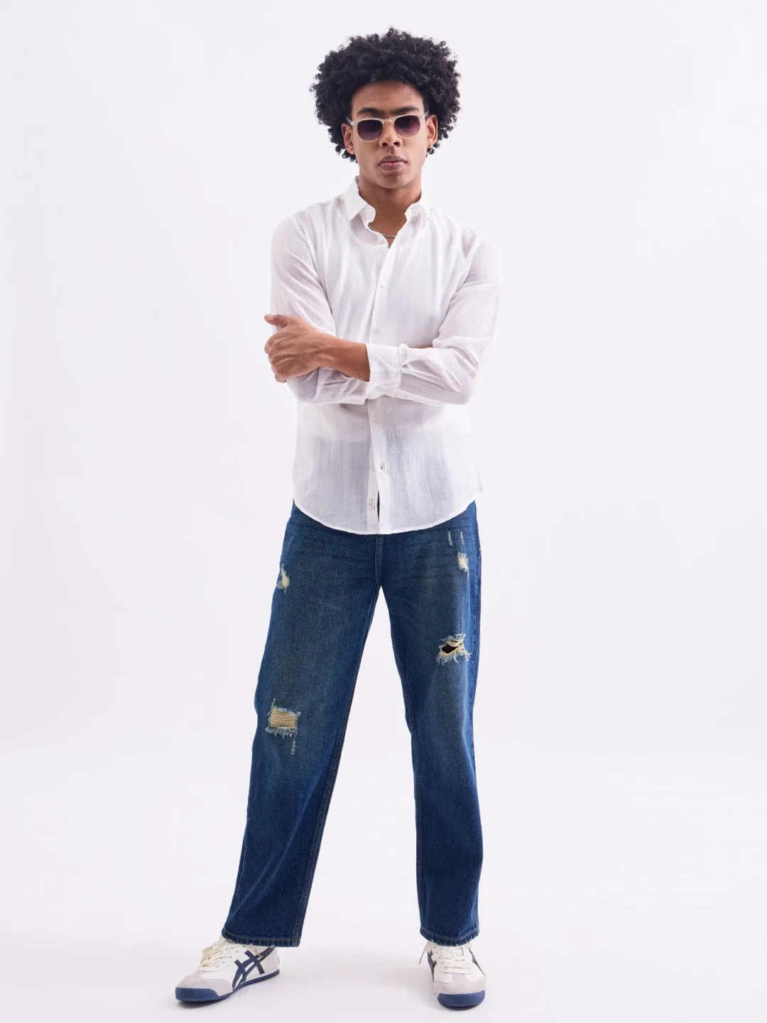 White Striped Slim Fit Shirt