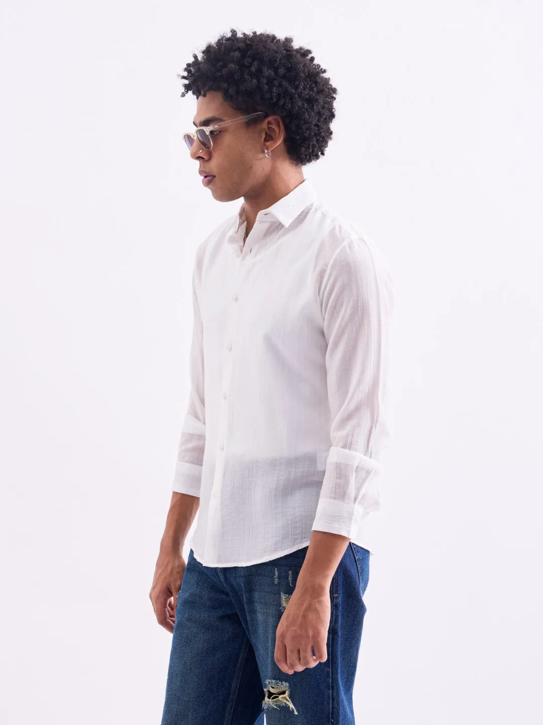 White Striped Slim Fit Shirt