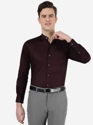Wine Solid Slim Fit Formal Shirt | Metal