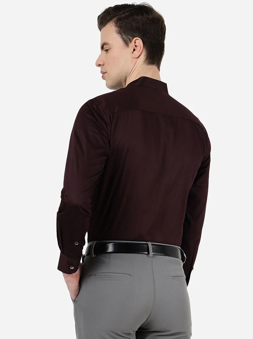 Wine Solid Slim Fit Formal Shirt | Metal