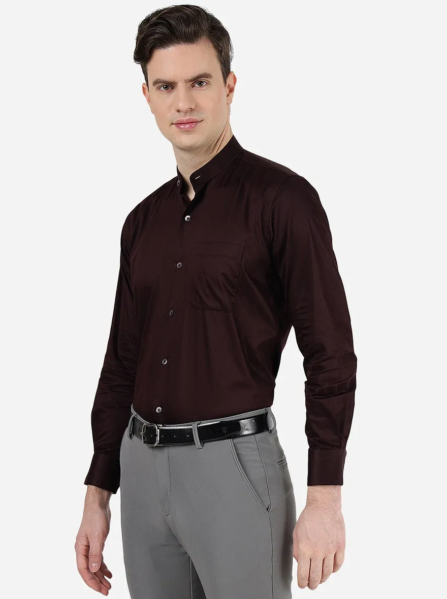 Wine Solid Slim Fit Formal Shirt | Metal