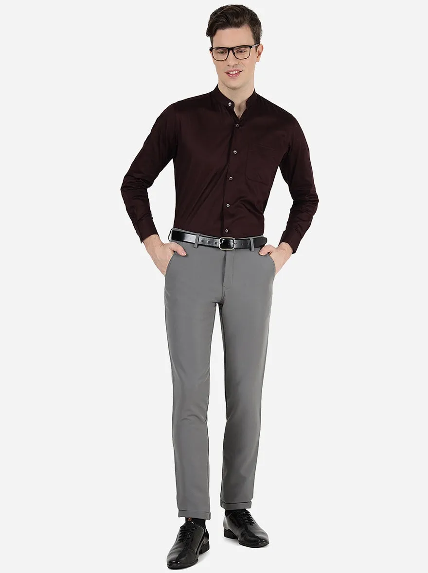 Wine Solid Slim Fit Formal Shirt | Metal