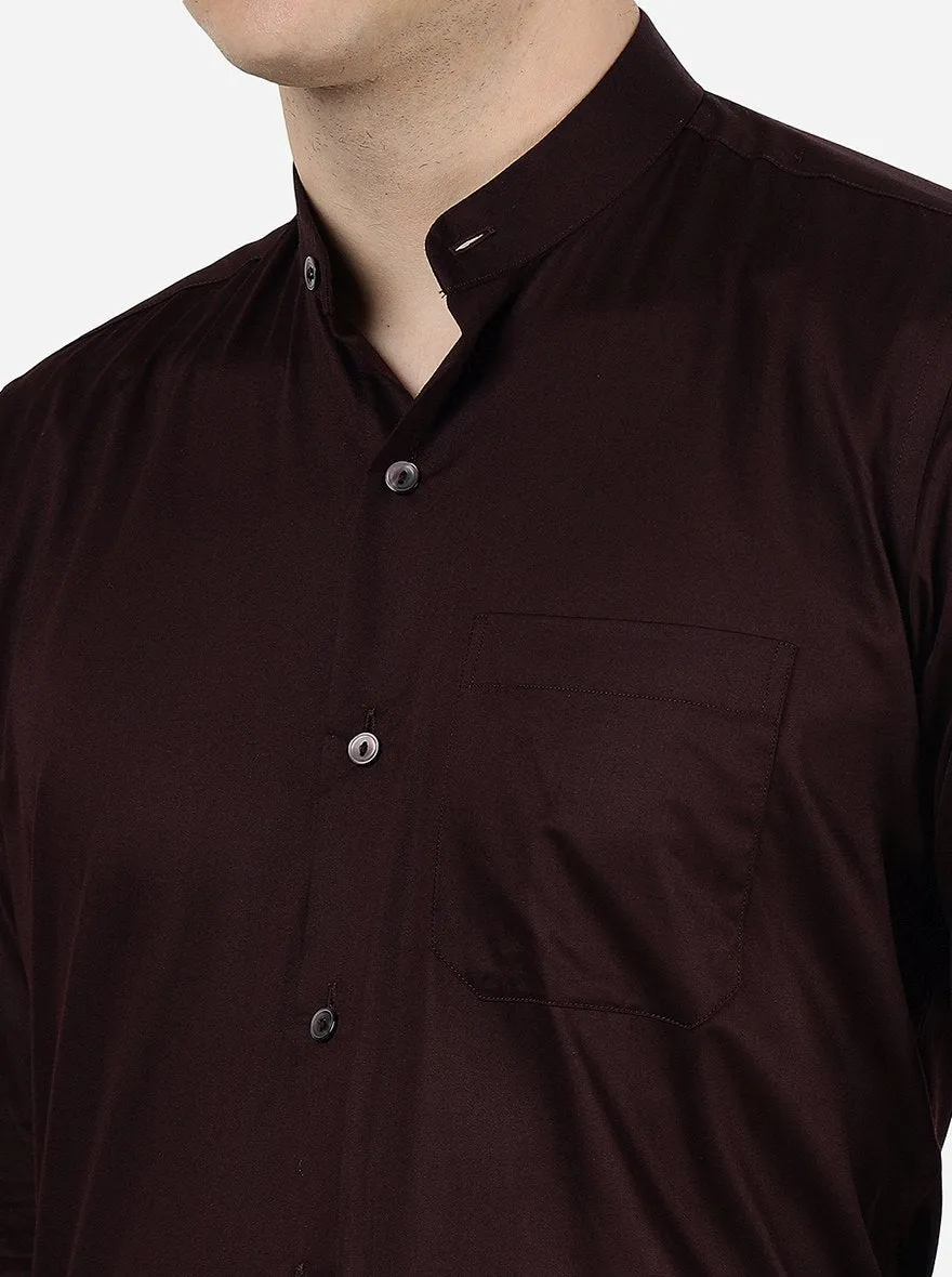 Wine Solid Slim Fit Formal Shirt | Metal