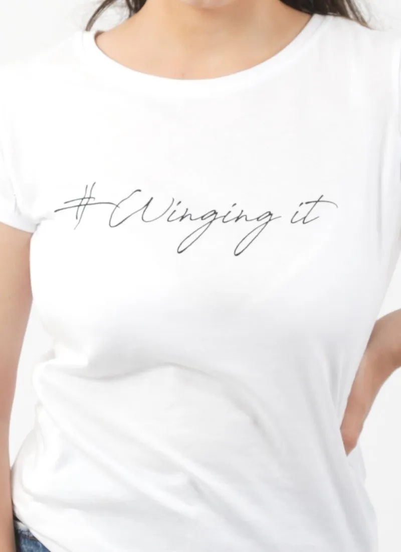 WINGING IT Breastfeeding T-shirt with Zips - White (Organic Cotton)