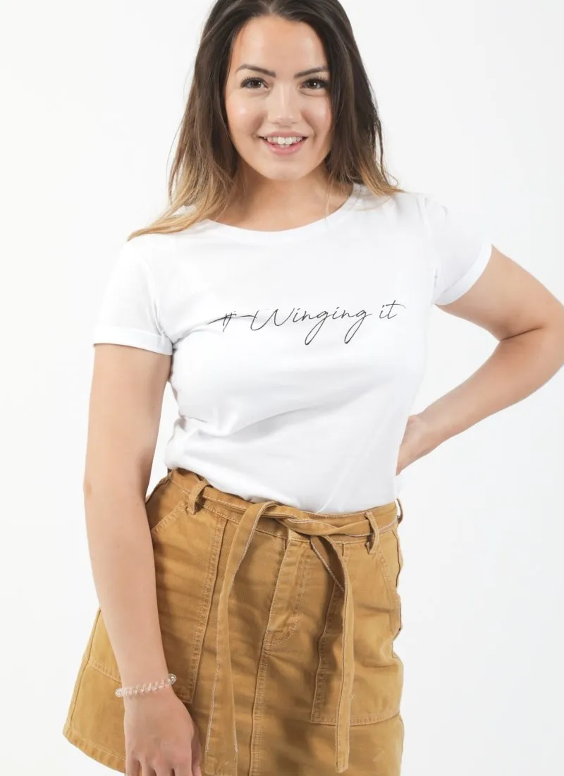 WINGING IT Breastfeeding T-shirt with Zips - White (Organic Cotton)