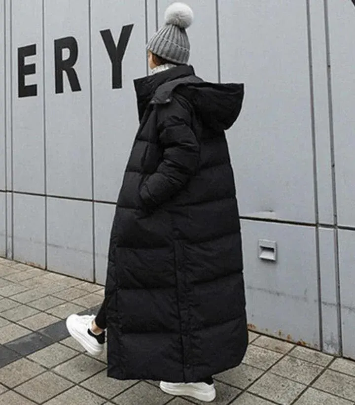 Winter coat | long down coat with hood for women