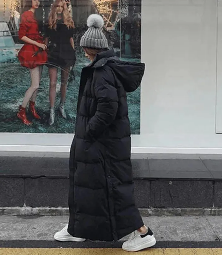 Winter coat | long down coat with hood for women