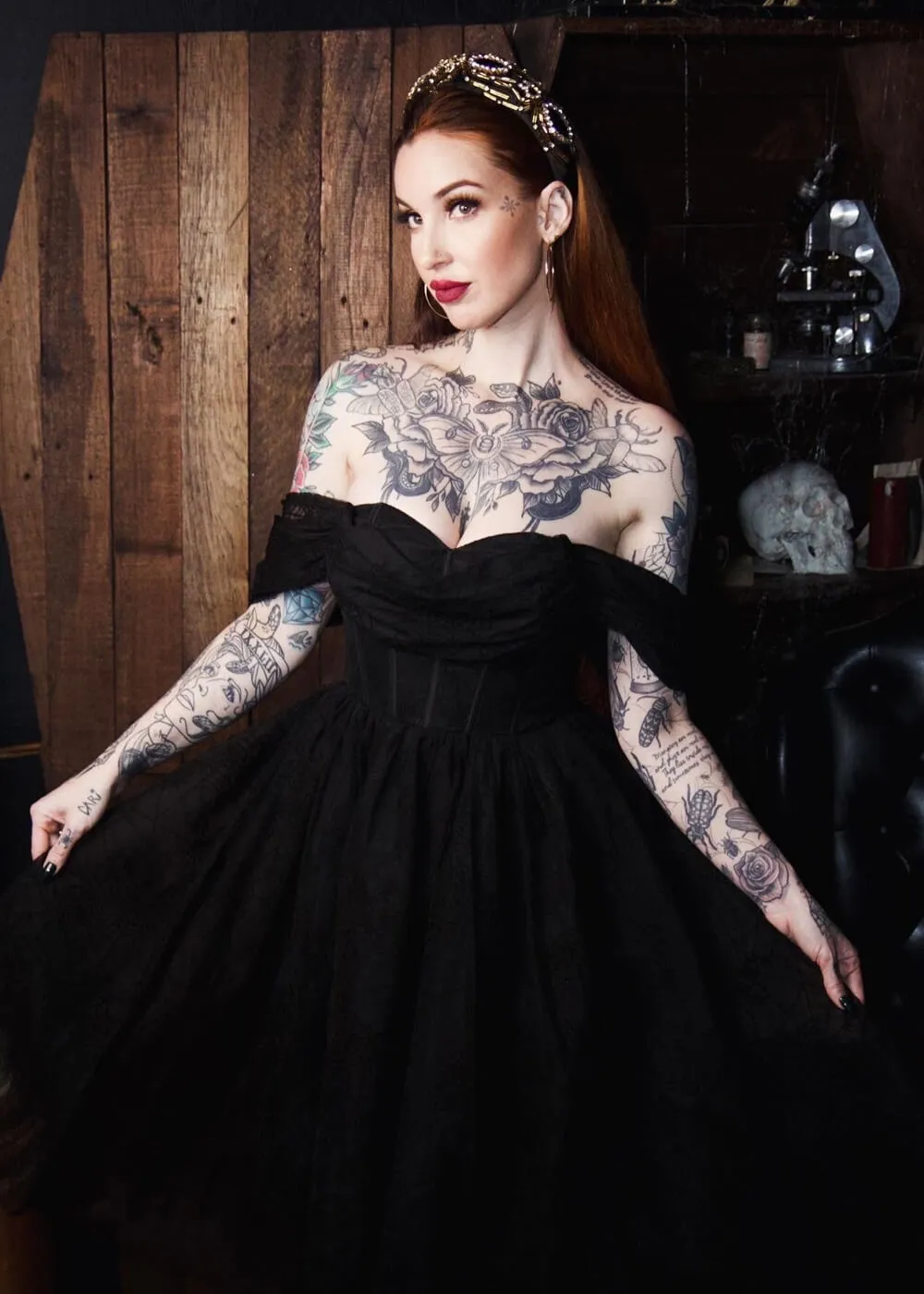 Witchwood Octavia's Web Spider Web Swing Dress Black