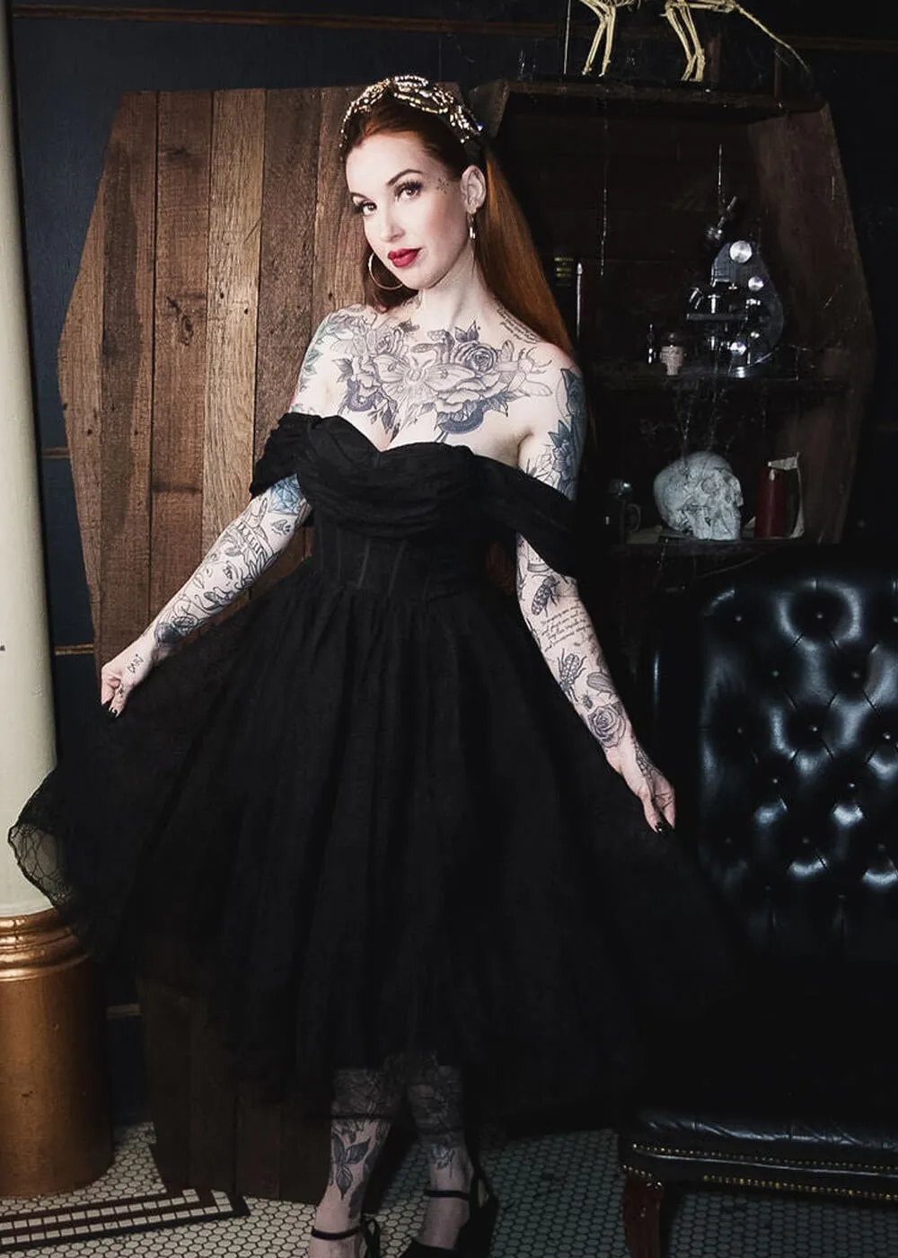 Witchwood Octavia's Web Spider Web Swing Dress Black
