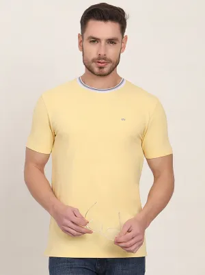 Yellow Solid Slim Fit T-Shirt | JadeBlue