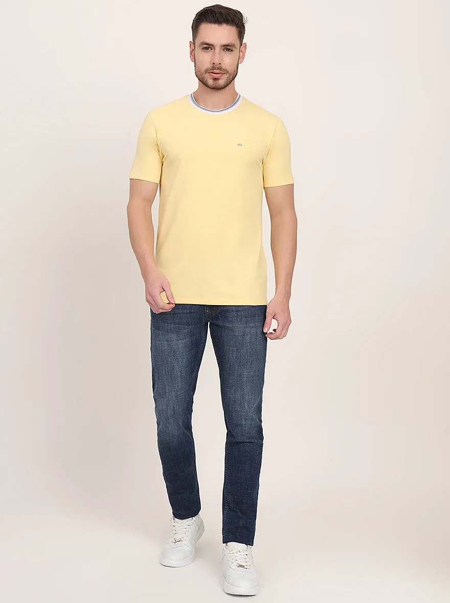 Yellow Solid Slim Fit T-Shirt | JadeBlue