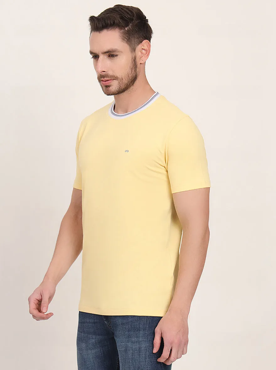 Yellow Solid Slim Fit T-Shirt | JadeBlue