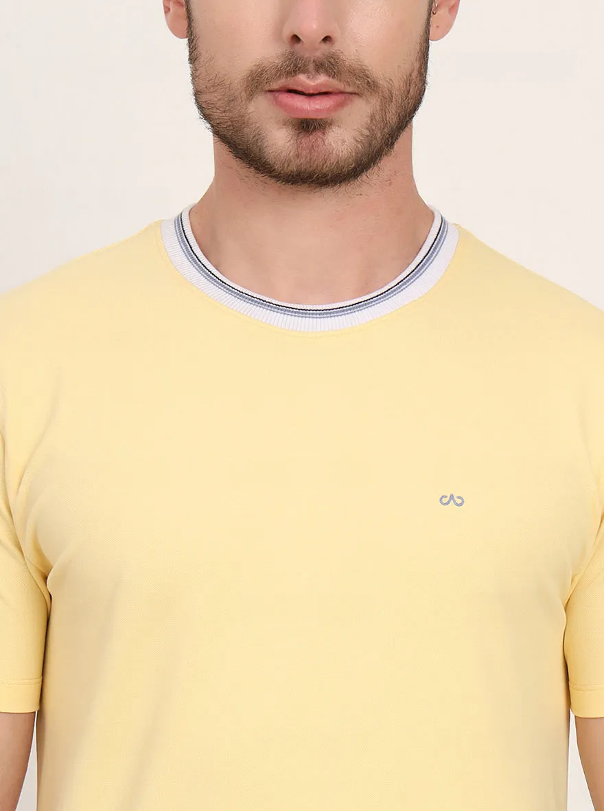 Yellow Solid Slim Fit T-Shirt | JadeBlue