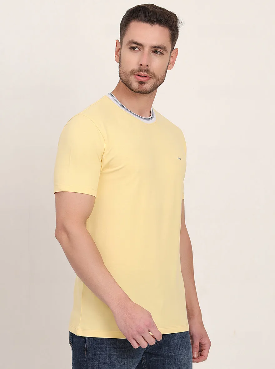 Yellow Solid Slim Fit T-Shirt | JadeBlue