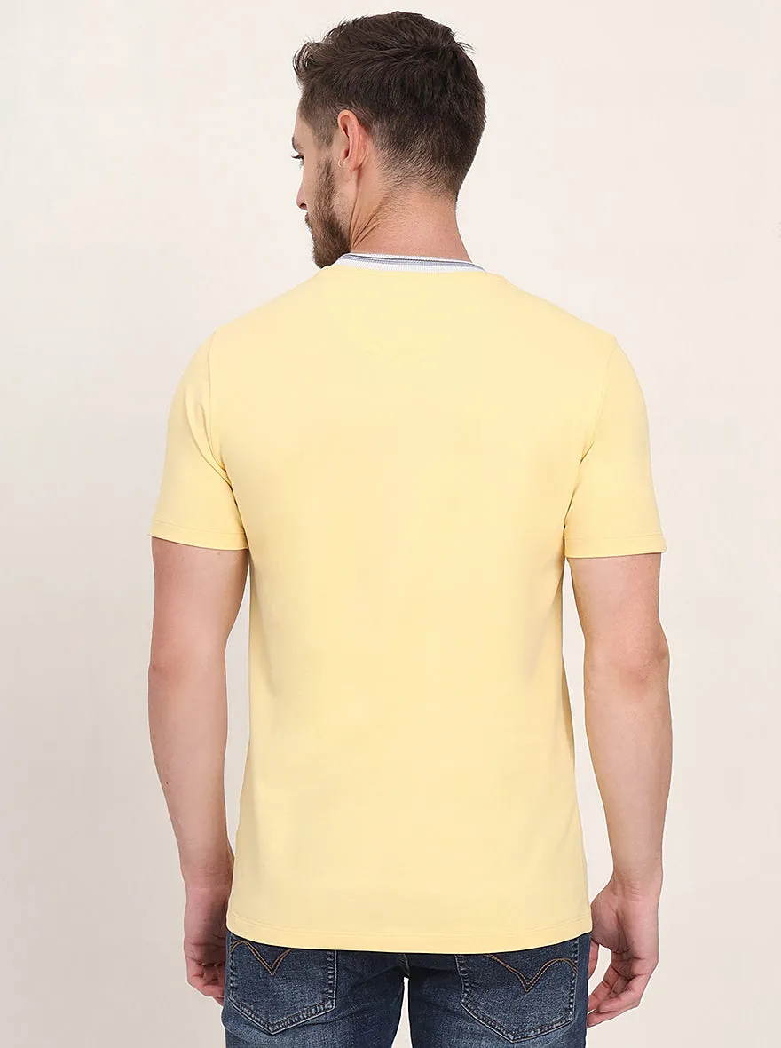 Yellow Solid Slim Fit T-Shirt | JadeBlue