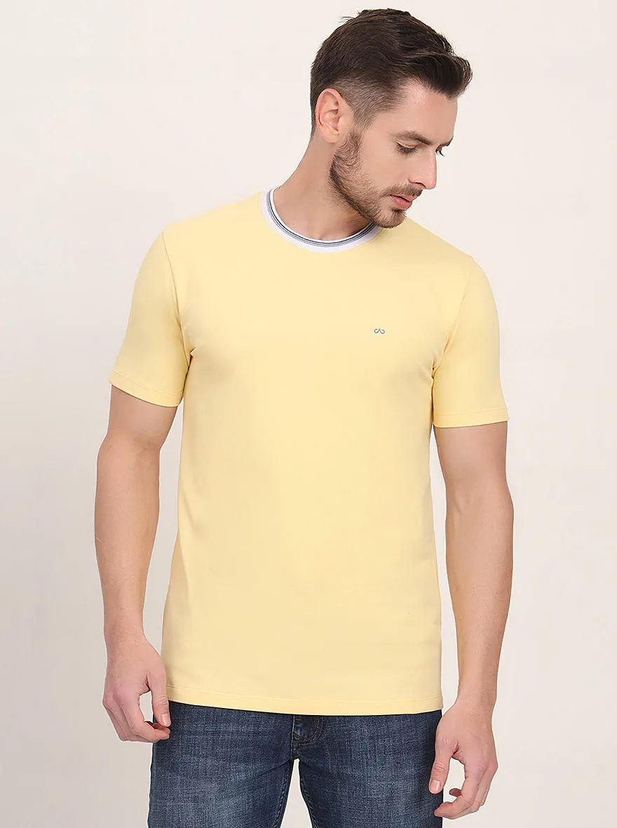 Yellow Solid Slim Fit T-Shirt | JadeBlue