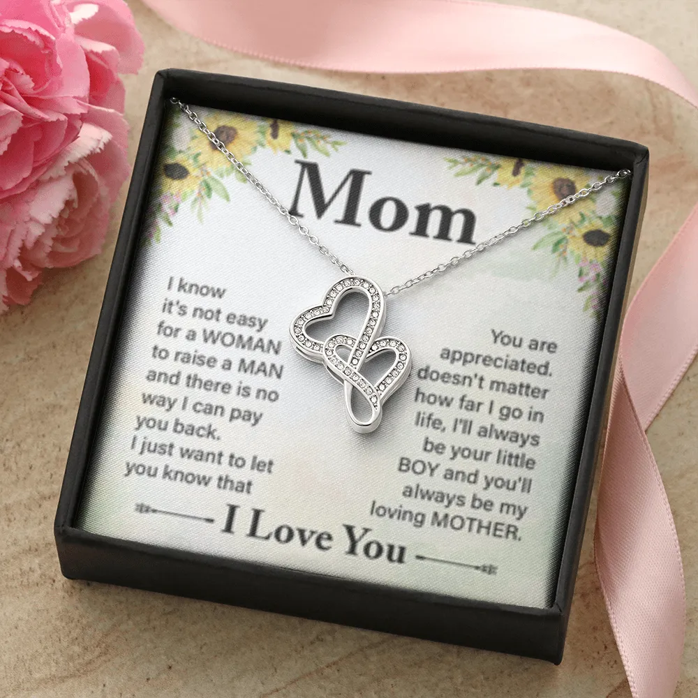 You are appreciated-Double Hearts Necklace for Mother From Son