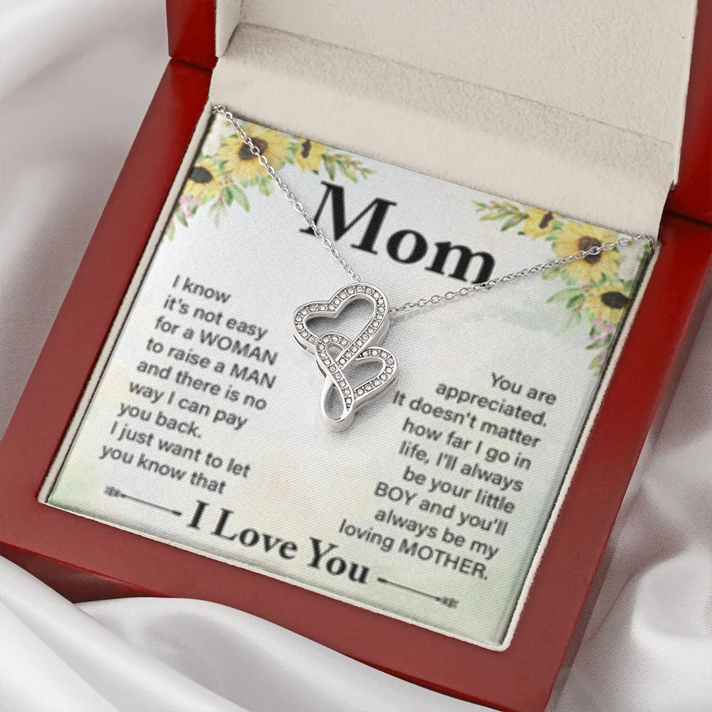 You are appreciated-Double Hearts Necklace for Mother From Son