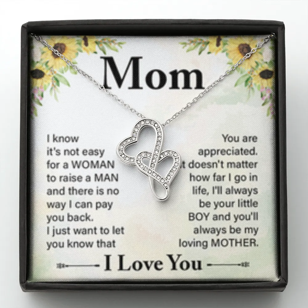 You are appreciated-Double Hearts Necklace for Mother From Son