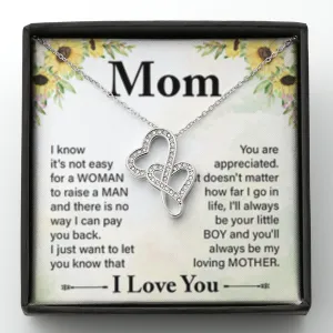 You are appreciated-Double Hearts Necklace for Mother From Son